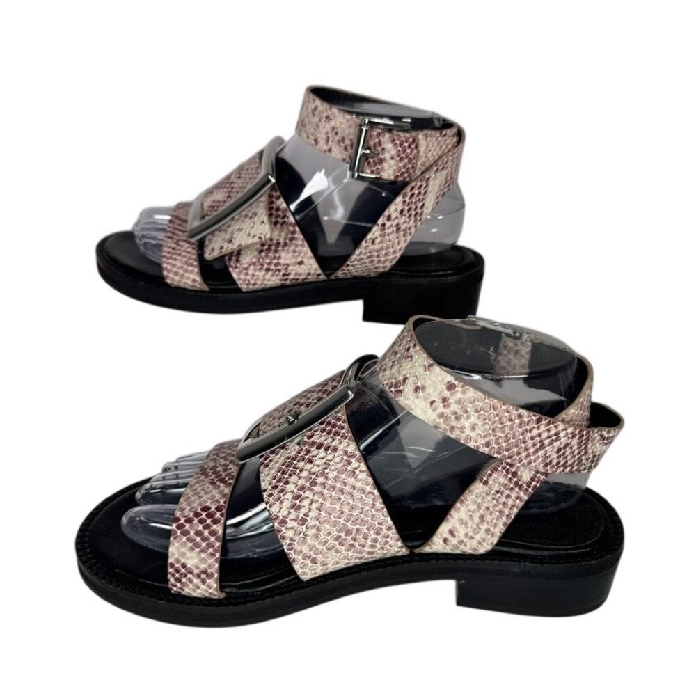 496. ASOS Snake Print Double Buckle Slide Sandals Size 5